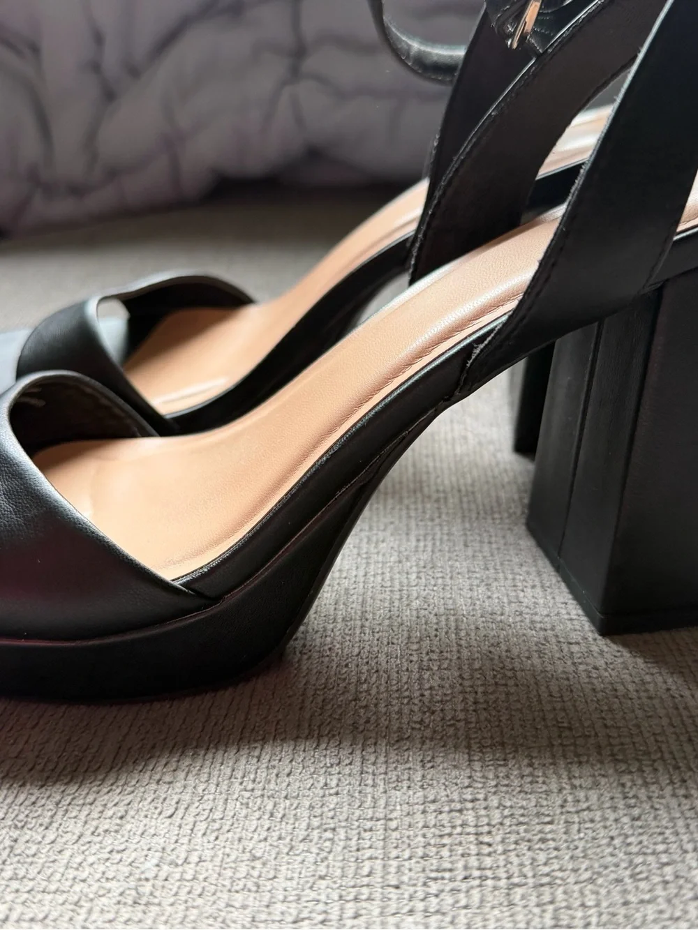 Black Platform Ankle-Strap High Heel Sandals - Women size 9.5